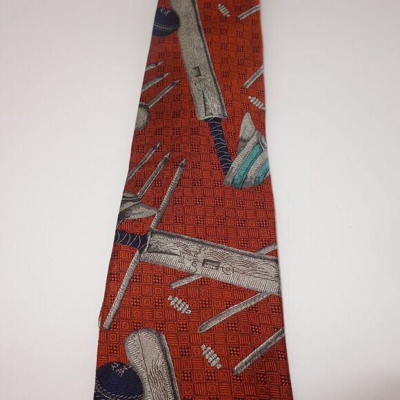 Vintage Ferrell Reed Eclectic Cricket Neck Tie 100% Silk Made in England - Picture 2 of 7